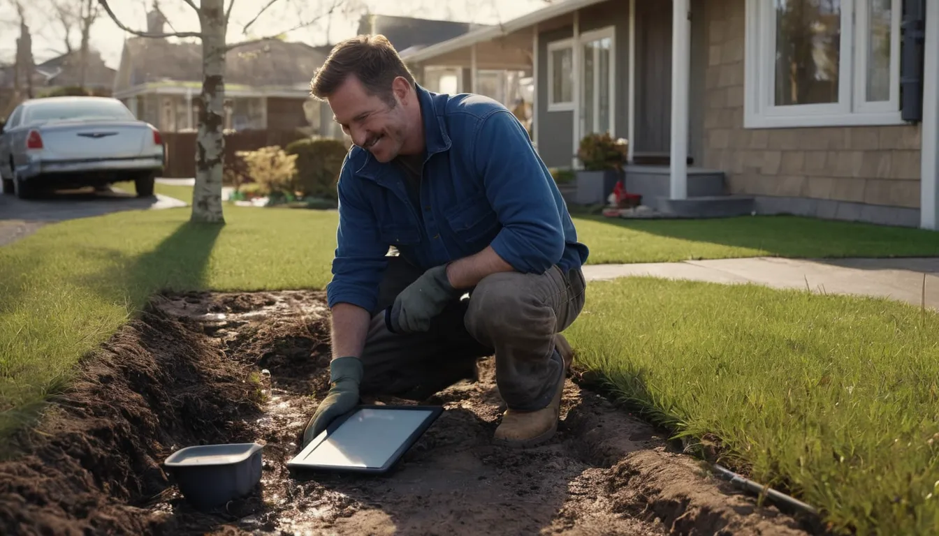 A local sewer line provider checking a yard cleanout at a home in Joliet